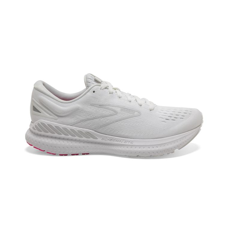 Brooks Women's Glycerin GTS 19 Max-Cushion Road Running Shoes - White-Pink/Luna Rock (TKOY75968)